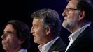 Aznar, Feijoo y Rajoy, durante su intervencin en el congreso popular.