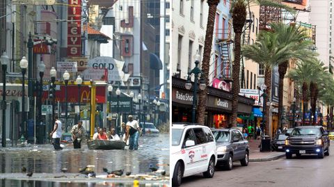 Canal Street, en Nueva Orlens, el 31 de agosto del 2005 y el pasado da 16.