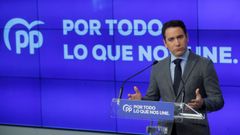 Teodoro Garc�a Egea, durante la presentacion del programa electoral del PP