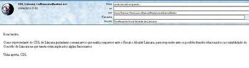 El correo iba dirigido a varios destinatarios y fue enviado utilizando el nombre del CDL