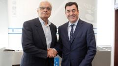 Frixanes e Rodr�guez, onte, tras a sinatura do convenio.