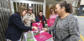 Cuestaci�n y reparto de informaci�n, ayer, por parte de la junta local malpicana de la AECC. 