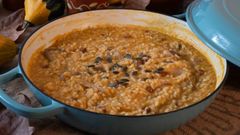 Pipas de calabaza en un risotto