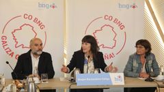 Rueda de prensa del BNG. De izquierda a derecha, el diputado N�stor Rego, Ana Pont�n y la senadora Carme da Silva