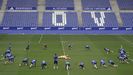 Los jugadores del Real Oviedo, en el Carlos Tartiere