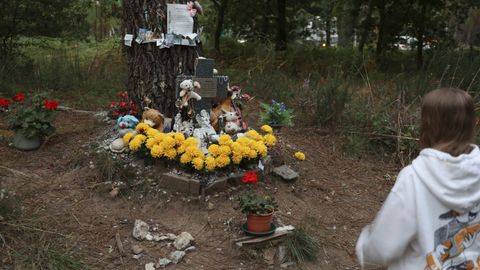 En el lugar en el que apareció el cuerpo de Asunta se colocaron ayer flores como recuerdo de la niña