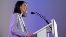 La eurodiputada y candidata de Podemos a las pr�ximas elecciones generales, Irene Montero, durante el acto 'Regularizaci�n son derechos' celebrado este lunes en Madrid.