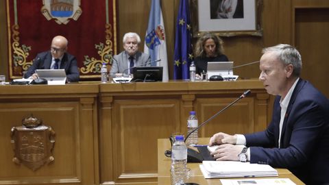 Rafael Rodríguez Villarino, líder provincial del PSOE, en el pleno celebrado este viernes en la Diputación ourensana.