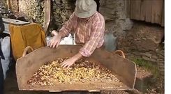 Recreaci�n completa del m�todo tradicional de conservaci�n de casta�as (pisa) en Frox�n