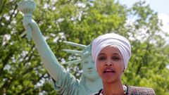 La congresista dem�crata Ilhan Omar, durante un mitin sobre los derechos de los migrantes en Estados Unidos