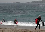 Tras salir del agua, deb�an regresar portando las aletas y el �floppy�