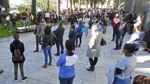 MANIFESTACI�N DE LA HOSTELER�A Y EL COMERCIO EN CALDAS DE REIS PARA PROTESTAR POR LAS RESTRICCIONES IMPUESTAS PARA FRENAR LA PANDEMIA COVID-19