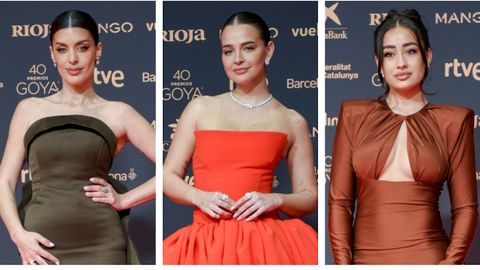 Dulceida, Laura Escanes y Marina Rivers, en la alfombra roja de los Goya 2026.
