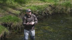 Pescador en el rio Narcea en el Campanu de Asturias
