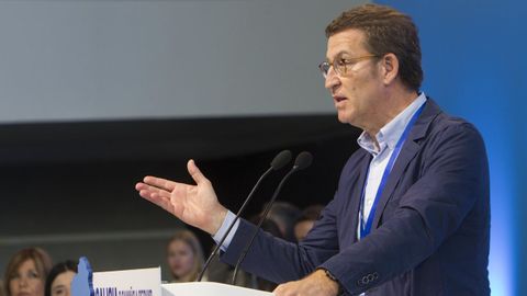 Alberto Nez Feijoo, presidente del PP, durante su intervencin en el congreso del partido en Galicia