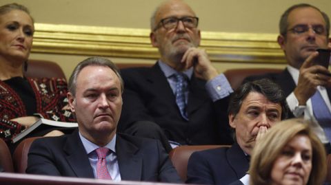 El presidente de la Generalitat Valenciana, Alberto Fabra, el presidente de la Comunidad de Madrid, Ignacio Gonz�lez, y la presidenta de Castilla-La Mancha, Mar�a Dolores de Cospedal
