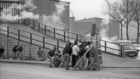 Movilizaciones mineras durante el encierro del Pozo Barredo. Mieres. Asturias 1991