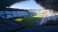 El estadio Abanca Bala�dos, hace unos d�as, con la grada de Gol en obras.