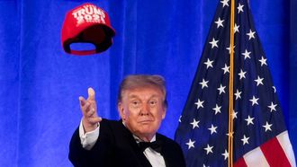 Donald Trump lanza su gorra durante la cena de corresponsales en Washington