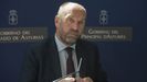 El vicepresidente y consejero de Administración Autonómica, Medio Ambiente y Cambio Climático, Juan Cofiño durante la rueda prensa sobre medidas para el impulso del reciclaje de los biorresiduos, con motivo del Día del Medio Ambiente en la Feria de Muestras de Asturias