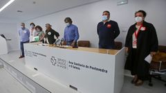 Una comparecencia de algunos sindicatos de la junta de personal del distrito sanitario de Pontevedra, en octubre del 2020
