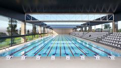 Recreaci�n de la piscina ol�mpica que el candidato popular, Borja Verea, plantea para la zona de Santa Marta