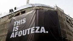 Imagen del 2016 de la la que cubr�a los trabajos en la fachada del antiguo Mercantil