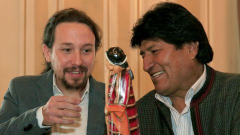 Pablo Iglesias e Irene Montero visitan a Evo Morales
