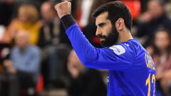 Rodrigo Corrales, durante un partido con la seleccin espaola de balonmano