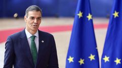 Pedro Snchez, en su declaracin a los medios en Bruselas