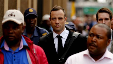 Oscar Pistorius llegando al juicio