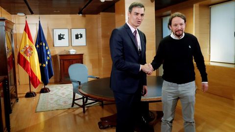 Pedro Snchez y Pablo Iglesias se reunieron el 11 de junio en el Congreso