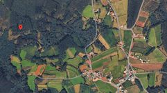 El temblor de ayer martes se produjo en los montes de Calvos, en la parroquia de� Rus (Carballo). El punto rojo indica el lugar exacto del epicentro.
