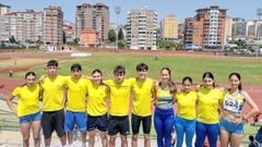 Integrantes del equipo barbanzano, en Vigo.
