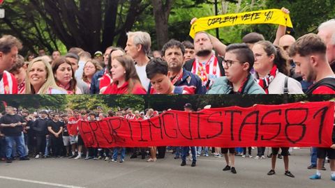 Protestas de la afición del Sporting contra Orlegi
