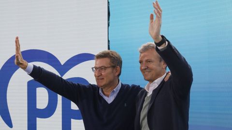 Feijoo y Rueda en la clausura del acto del PP celebrado en Ourense