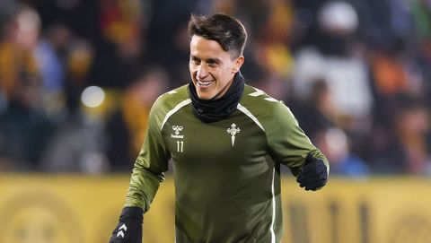 Franco Cervi, en el calentamiento de uno de los partidos de Copa en los que s� particip� con el Celta esta temporada.