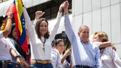 La lder opositora venezolana Mara Corina Machado y el candidato a la presidencia de Venezuela Edmundo Gonzlez Urrutia.