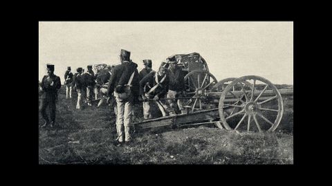 Preparativos de una de las bater�as de artiller�a desplazadas a B�veda