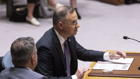 El presidente polaco, Andrzej Duda, el mi�rcoles en la reuni�n del Consejo de Seguridad de la ONU.