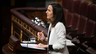 La secretaria general de Podemos, Ione Belarra, durante el pleno del Congreso