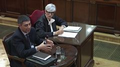 El exjefe de los Mossos, Josep Llu�s Trapero, compareci� como testigo en el juicio del 1-O, acompa�ado de su abogada, Olga Tubau