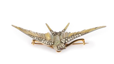 Una de las piezas que se expondr&aacute;n en la Fundaci&oacute;n Barri&eacute; dentro de la muestra &laquo;LALIQUE. La belleza en el art nouveau y el art d&eacute;co&raquo; es el  &laquo;Broche Golondrina&raquo;, creado hacia 1890 por Ren&eacute; Lalique en oro, diamantes, rub&iacute;es y esmalte