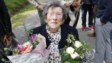Delia Russo Escourido en la celebraci�n de su centenario en San Roque, Viveiro