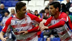 Los jugadores del Granada festejan el triunfo en Barcelona