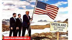 Trump planta la bandera estadounidense en Groenlandia en un montaje con Inteligencia Artificial.