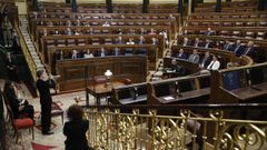 Imagen de la C�mara Baja en el acto de recuerdo y homenaje a las v�ctimas del terrorismo, con los esca�os pr�cticamente vac�os