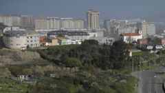 Vista a&eacute;rea de San Pedro de Visma, en primer plano, y Los Rosales, al fondo. 