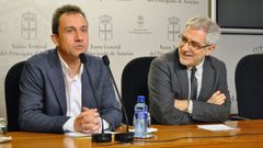 Ovidio Zapico y Gaspar Llamazares, en la sala de prensa de la Junta General del Principado.Ovidio Zapico y Gaspar Llamazares, en la sala de prensa de la Junta General del Principado 