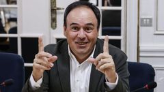 El portavoz del PPCV en las Cortes Valencianas y nmero dos del partido, Juanfran Prez Llorca, este lunes en la Junta de Portavoces.